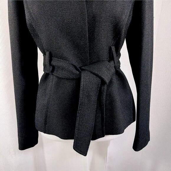 CALVIN KLEIN! LUXE BLACK TEXTURED, BELTED TIE WAIST JACKET, BLAZER! SZ 4 - Picture 5 of 12